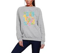 HotScamp Colourful Number Day Maths Symbols - Youth & Womens Sweatshirt - Number Day 2025 School Maths Day Numeracy Day Mathematics Lover Teacher Student Class L Grey
