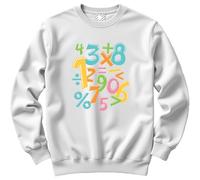 HotScamp Colourful Number Day Maths Symbols - Youth & Womens Sweatshirt - Number Day 2026 School Maths Day Numeracy Day Mathematics Lover Teacher Student Class S White