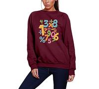 HotScamp Colourful Number Day Maths Symbols - Youth & Womens Sweatshirt - Number Day 2026 School Maths Day Numeracy Day Mathematics Lover Teacher Student Class S Maroon