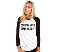 HotScamp Country Music Made Me Do It Women's Baseball Top - White/Black Small