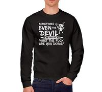 HotScamp Devil on My Shoulder Men's Sweatshirt - Black Large