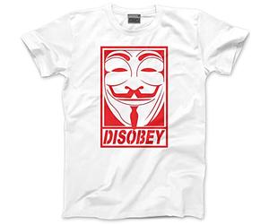 HotScamp Disobey Anonymous Guy Fawkes Mask Men's Unisex T-Shirt - White Large