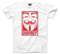 HotScamp Disobey Anonymous Guy Fawkes Mask Men's Unisex T-Shirt - White X-Large