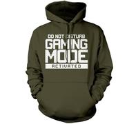 HotScamp Do Not Disturb Gaming Mode Activated Unisex Adults and Kids Hoodie - Gamer Console Teen Online Games Addict XXL Khaki