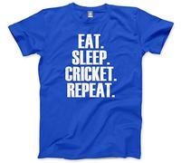 HotScamp Eat Sleep Cricket Repeat Kids T-Shirt - Blue 7-8 Years