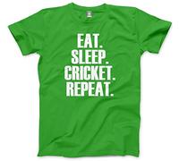 HotScamp Eat Sleep Cricket Repeat Kids T-Shirt - Green 9-11 Years