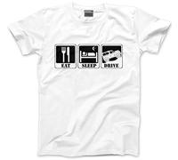 HotScamp Eat Sleep Drive 4x4 Four Wheel Drive Accessories Gift - Mens Unisex T-Shirt - Gifts for Men Women Kids 4x4 Four Wheel Drive Gifts - L White