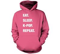 HotScamp Eat Sleep K-Pop Repeat Unisex Hoodie - Pink 9-11 Years