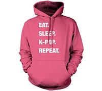 HotScamp Eat Sleep K-Pop Repeat Unisex Hoodie - Pink 9-11 Years