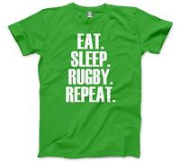 HotScamp Eat Sleep Rugby Repeat Player Training Kids T-Shirt - Green 5-6 Years
