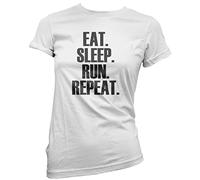 Eat Sleep Run Repeat Running Workout Women's T-Shirt - White 12