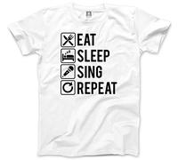 HotScamp Eat Sleep Sing Repeat Men's Unisex T-Shirt - White Large