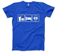 HotScamp Eat Sleep Virtual Reality VR Kids T-Shirt - Blue 7-8 Years