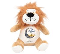 HotScamp Eid Gift Cuddly Toy - Personalised Eid Mubarak Blue Moon Customised Teddy Kids Plush Named Ramadan My First Muslim Islamic Baby Child Soft Plushie - Brown Lion