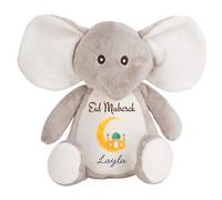HotScamp Eid Gift Cuddly Toy - Personalised Eid Mubarak Gold Moon Customised Teddy Kids Plush Named Ramadan My First Muslim Islamic Baby Child Soft Plushie - Pink Teddy