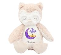 HotScamp Eid Gift Cuddly Toy - Personalised Eid Mubarak Purple Moon Customised Teddy Kids Plush Named Ramadan My First Muslim Islamic Baby Child Soft Plushie - Brown Owl