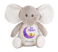 HotScamp Eid Gift Cuddly Toy - Personalised Eid Mubarak Purple Moon Customised Teddy Kids Plush Named Ramadan My First Muslim Islamic Baby Child Soft Plushie - Pink Teddy