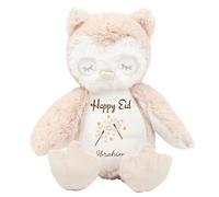 HotScamp Eid Gift Cuddly Toy - Personalised Happy Eid Mubarak Firework Customised Teddy Kids Plush Named Ramadan My First Muslim Islamic Baby Child Soft Plushie - Brown Owl