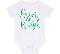 HotScamp Erin Go Bragh - Baby Vest Bodysuit Short Sleeve Unisex Boys Girls - St Patricks Irish Paddys Day Ireland 0-3 months white