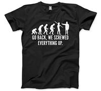 HotScamp Evolution Go Back We Screwed Everything Up Kids T-Shirt - Black 9-11 Years