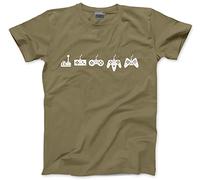 HotScamp Evolution of A Video Game Controller - Mens Unisex T-Shirt - Gamer Gaming Retro M Khaki