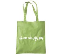 HotScamp Evolution of A Video Game Controller - Tote Shopping Bag - Gamer Gaming Retro One size kiwi green