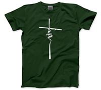 HotScamp Faith - Mens Unisex T-Shirt - Christian Cross Jesus M Bottle Green