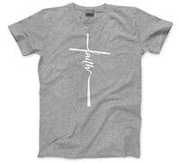 HotScamp Faith - Mens Unisex T-Shirt - Christian Cross Jesus XXL Grey