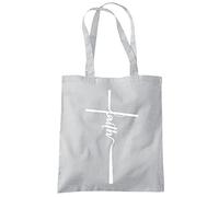 HotScamp Faith - Tote Shopping Bag - Christian Cross Jesus One size grey