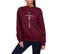 HotScamp Faith - Youth & Womens Sweatshirt - Christian Cross Jesus 12-13 Years Maroon
