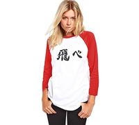HotScamp Fly Haikyuu - Womens Baseball Top - Anime Medium White/red