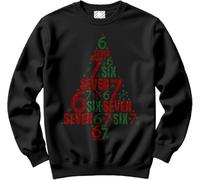 HotScamp Funny 6 7 Christmas Jumper Day for Kids, Teens and Adults - 67 Christmas Tree 6-7 Slogan Sweatshirt - Six Seven Slogan Festive Meme Christmas Jumper Days Black Small