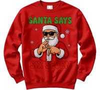 HotScamp Funny 6 7 Christmas Jumper Day for Kids, Teens and Adults - Santa Says 67 6-7 Slogan Sweatshirt - Six Seven Slogan Festive Meme Christmas Jumper Days Red Age 12-13