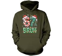 HotScamp Funny Christmas Hoodie for Kids, Teens and Adults - 67 Bruh 6-7 Hooded Sweatshirt - Six Seven Slogan Festive Meme Xmas Hoody Christmas Jumper Khaki Green Age 9-11