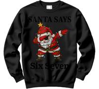 HotScamp Funny Christmas Jumper Day for Kids, Teens and Adults - 67 Dabbing Santa 6-7 Slogan Sweatshirt - Six Seven Slogan Festive Meme Christmas Jumper Days Black Age 5-6