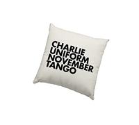 HotScamp Funny Cushion Cover - Charlie Uniform November Tango Scatter Cushion Home Accessory Pillow Bedroom Funny NSFW Rude Swear - Natural Canvas 50x50cm