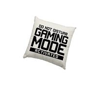 HotScamp Gamer Cushion Cover - Do Not Disturb Gaming Mode Activated Scatter Cushion Home Accessory Pillow Bedroom Gamer Console Teen Online Games Addict - Natural Canvas 50x50cm
