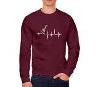 HotScamp Guitar Heartbeat - Youth & Mens Sweatshirt - Player Band Guitarist XL Maroon