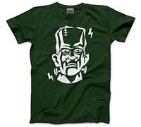 HotScamp Halloween Monster Frankenstein - Mens Unisex T-Shirt - Horror Rockabilly 1950's B-Movie Car Club Monsters Frankenstein Halloween XL Bottle Green