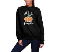 HotScamp Halloween Sweatshirt - Hello Pumpkin Jumper Patch Picking Trick and Treat 31st October Spooky Party Women Adults and Kids Girls Sweatshirt - 7-8 Years Black