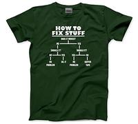 HotScamp How to Fix Stuff - Mens and Youth Unisex T-Shirt - DIY Builder Joiner L Bottle Green