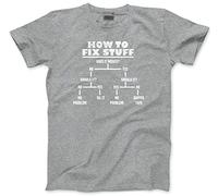 HotScamp How to Fix Stuff - Mens and Youth Unisex T-Shirt - DIY Builder Joiner L Grey