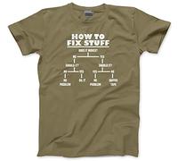 HotScamp How to Fix Stuff - Mens and Youth Unisex T-Shirt - DIY Builder Joiner L Khaki