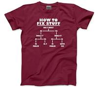 HotScamp How to Fix Stuff - Mens and Youth Unisex T-Shirt - DIY Builder Joiner L Maroon