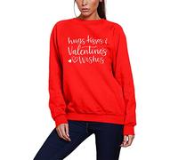 HotScamp Hugs Kisses - Youth & Womens Sweatshirt - Valentine's Day Love Heart L Red