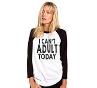 HotScamp I Can't Adult Today Women's Baseball Top - White/Black Medium