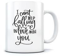 HotScamp I Can't Help Falling in Love with You - Mug for Tea Coffee - Valentine's Day Love Heart One Size White