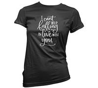 HotScamp I Can't Help Falling in Love with You - Womens T-Shirt - Valentine's Day Love Heart 14 Black