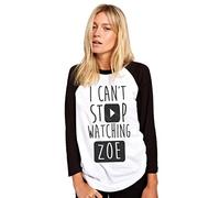 HotScamp I Can't Stop Watching Zoe Women's Baseball Top - White/Black Small