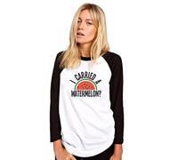 HotScamp I Carried a Watermelon - Womens Baseball Top - Retro Movie Dancing 3XL White/Black